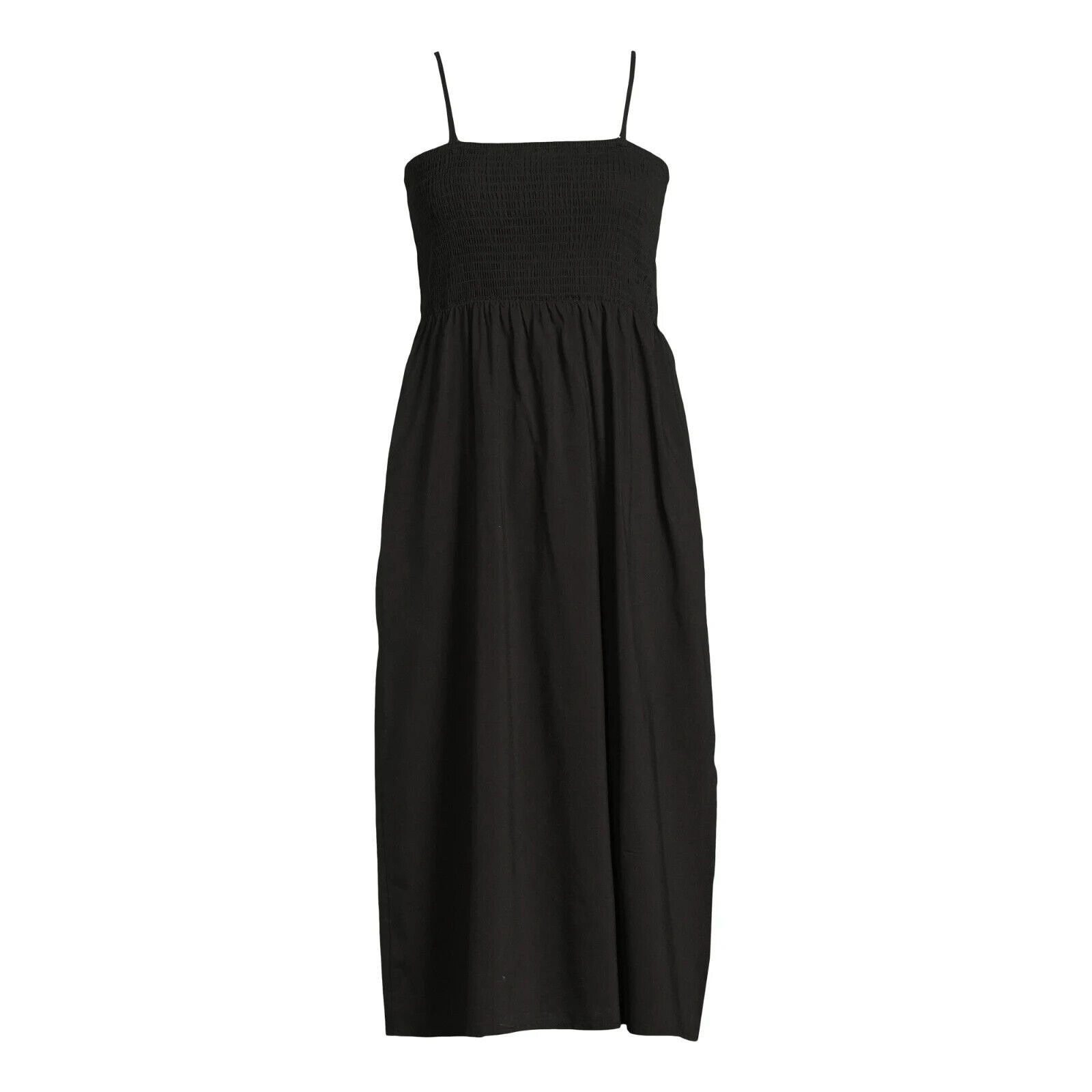 Time And Tru Womens Dress Size Xxl Black Smocked Bodice Midi Pocket Sundress
